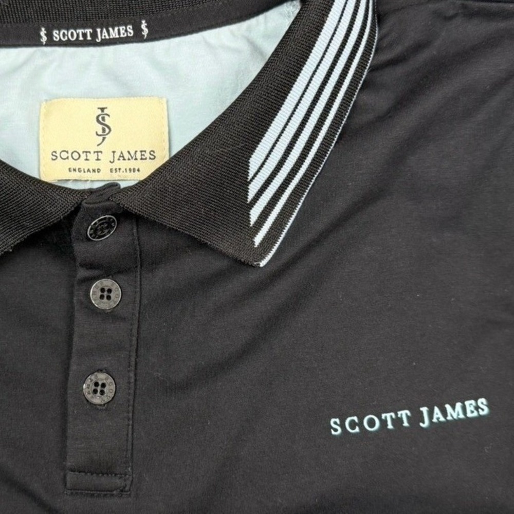 Scott James Men's Polo Shirt Medium Short Sleeve Cotton Contrast Trim #1150